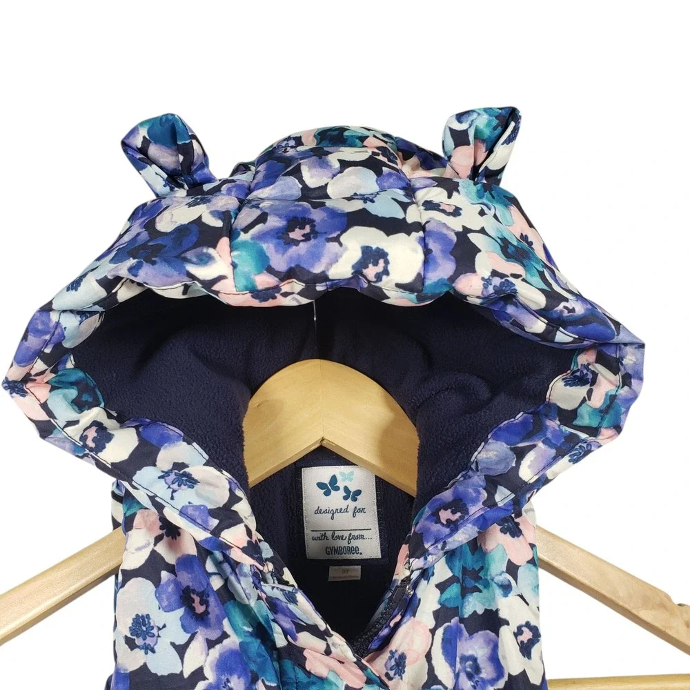 Gymboree Floral Puffer Vest Hooded Size 3T‎ Girl Spring Flowers Cute